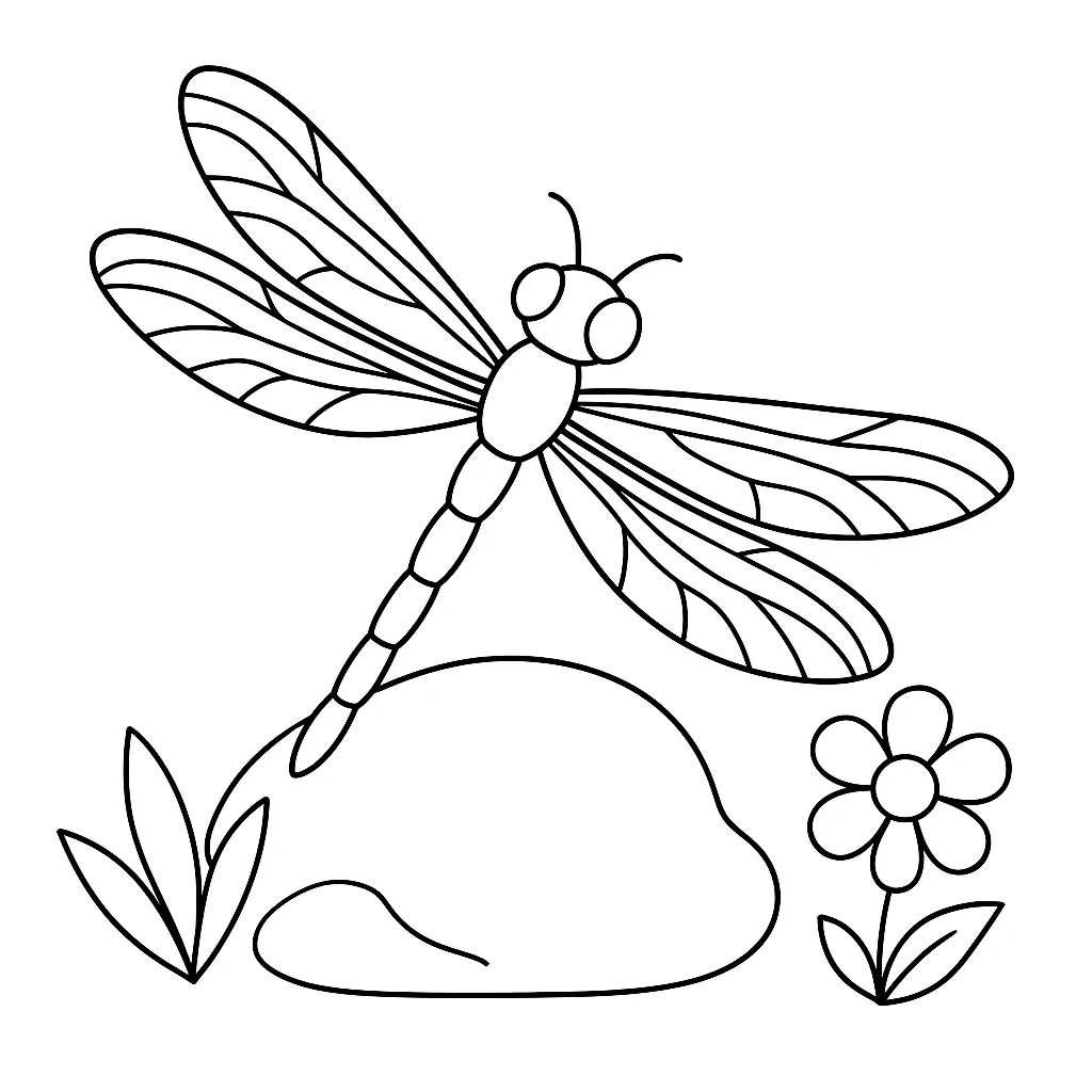 Cute Dragonfly color page for kids