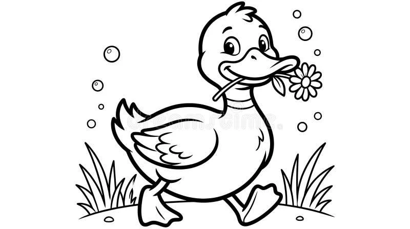 Duck drawing page for kids