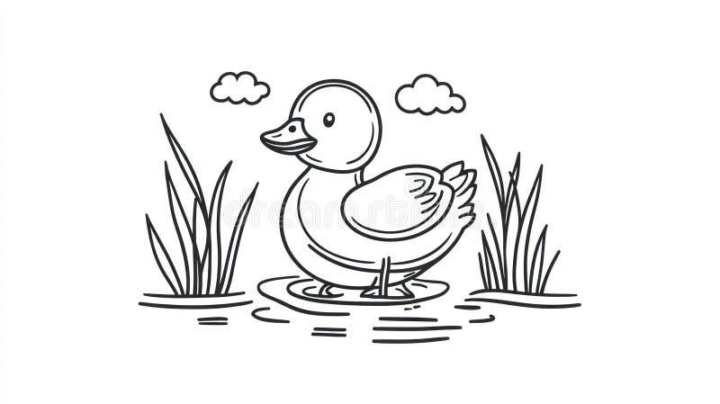 Cute Duck color page for kids