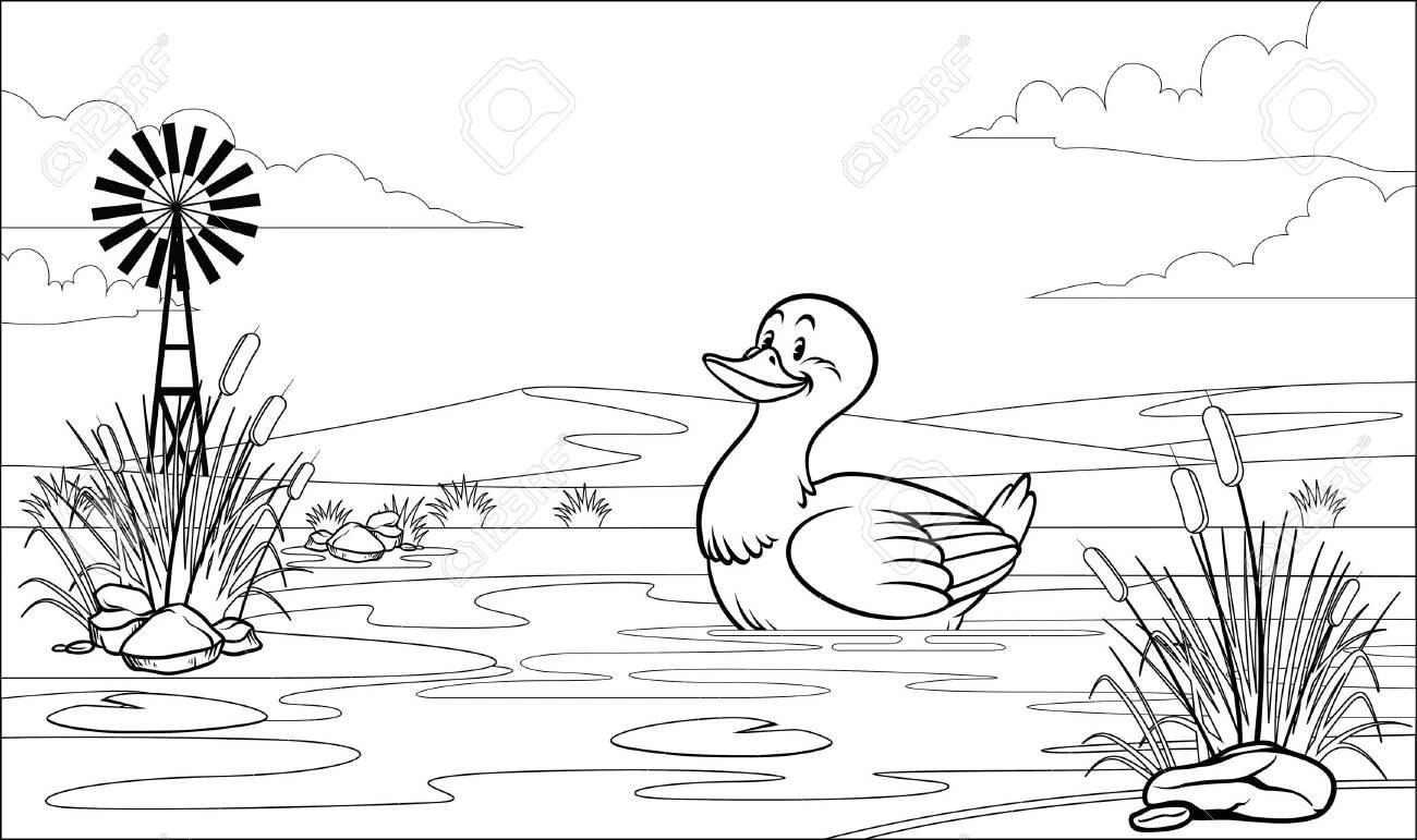 Free Duck coloring sheet for kids