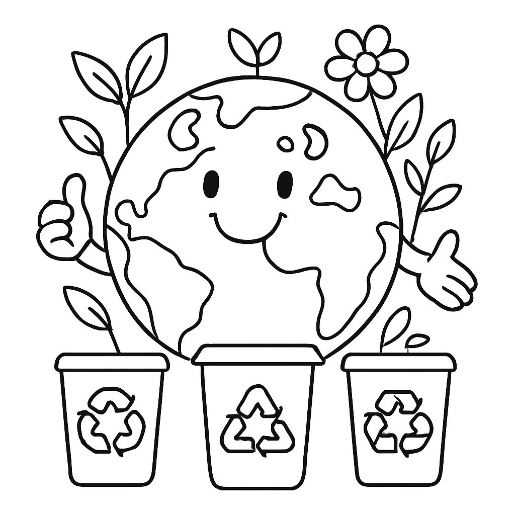 Earth Day drawing page for kids