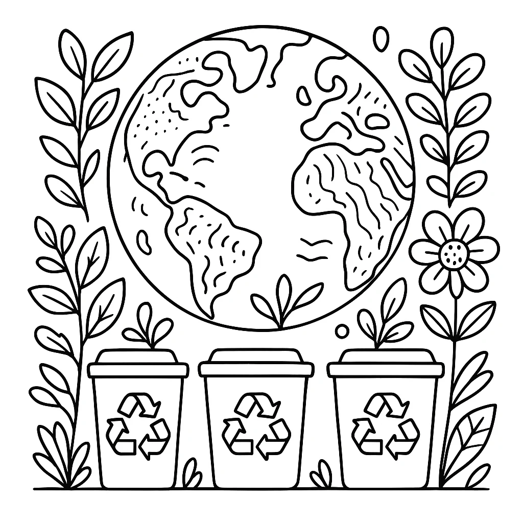 Free Earth Day coloring sheet for kids