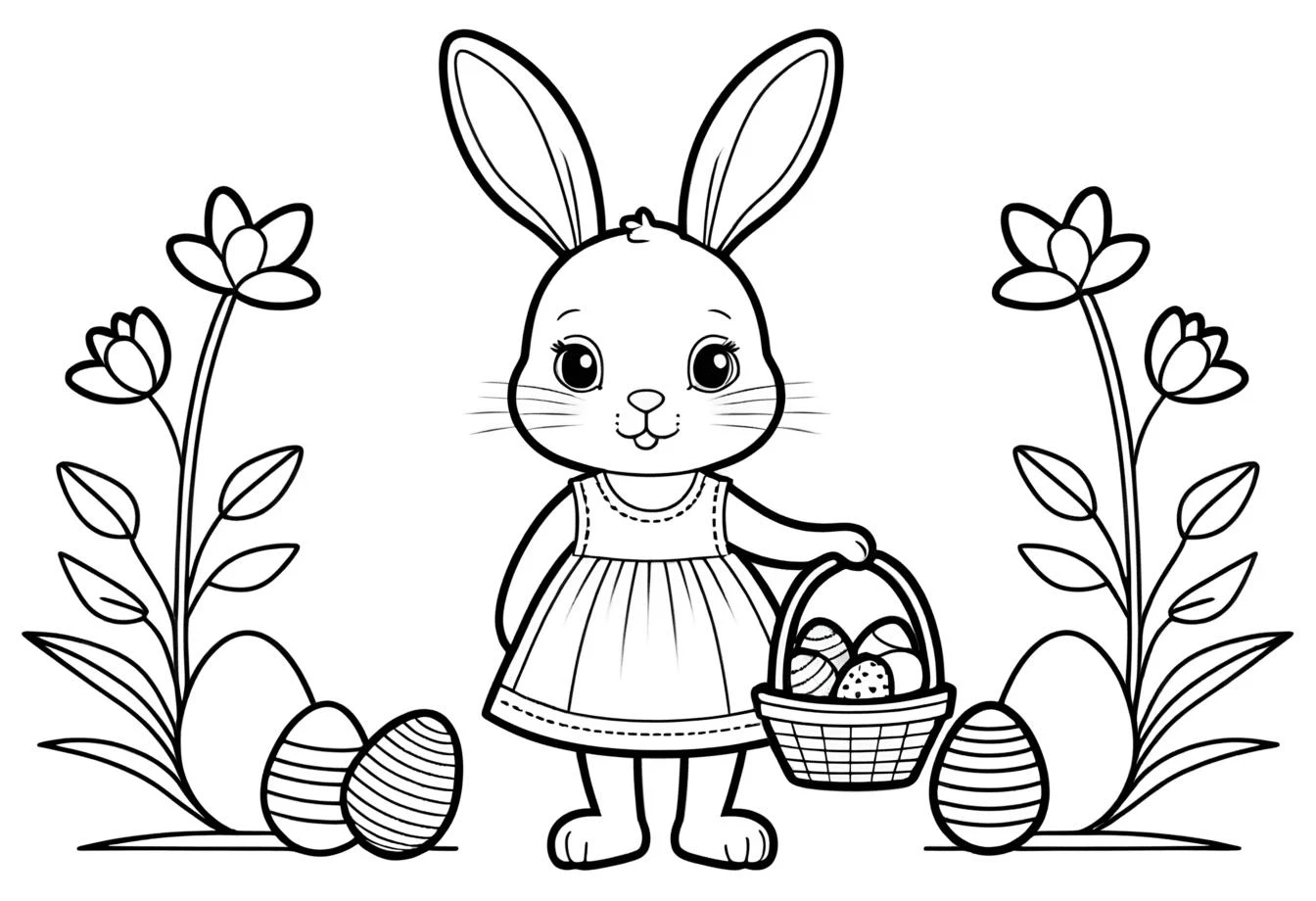 Cute Easter color page for kids