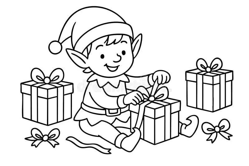 Cute Elf color page for kids