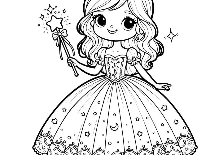 Cute Fairy color page for kids
