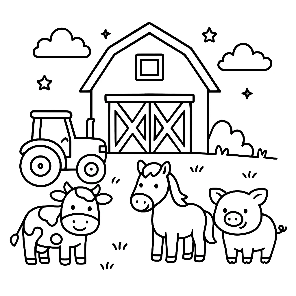 Farm coloring pages printable for kids