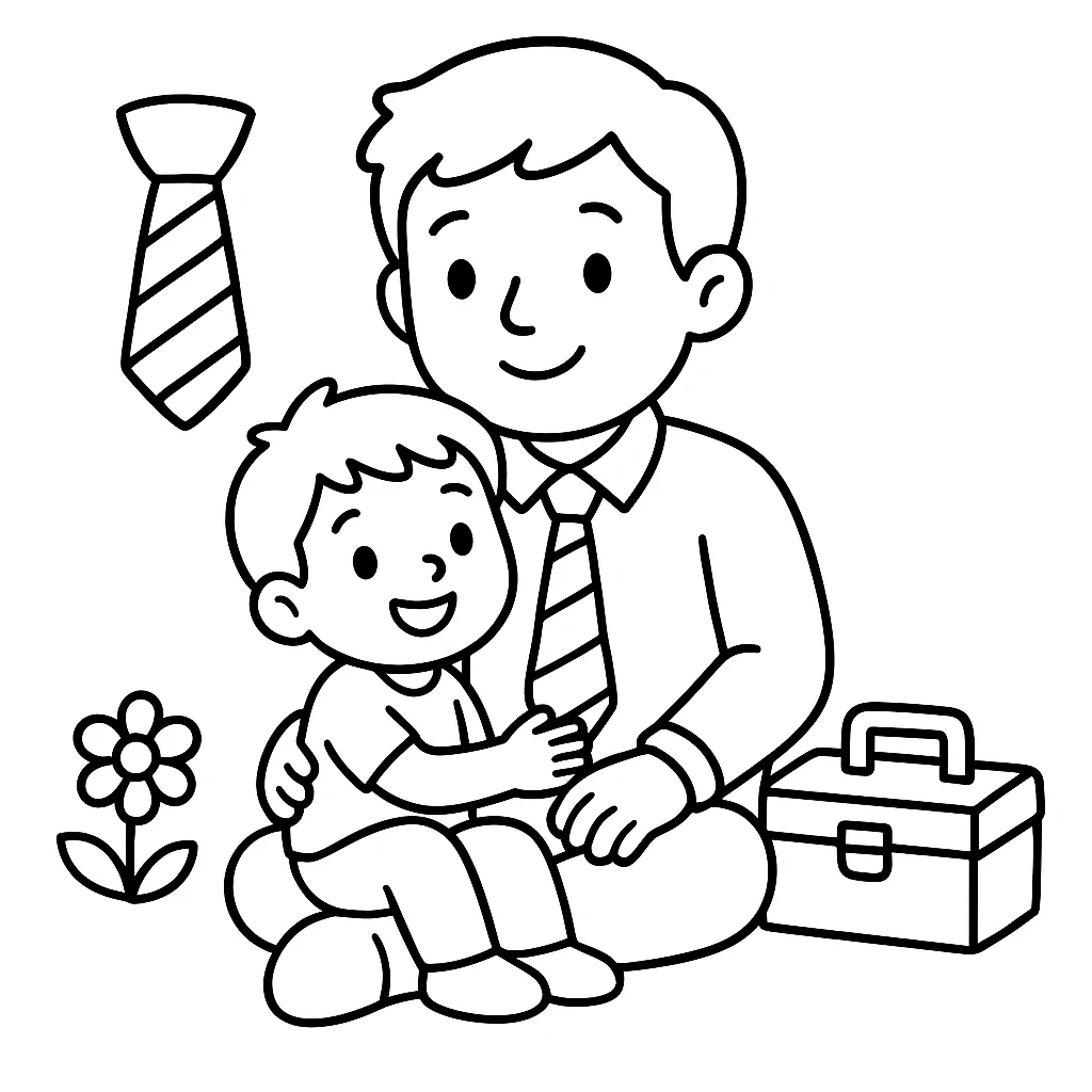 Cute Fathers Day color page for kids