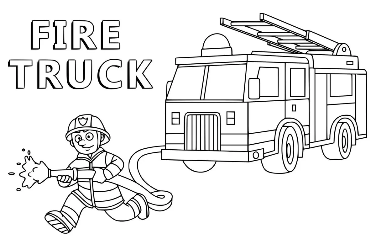 Firefighter drawing page for kids