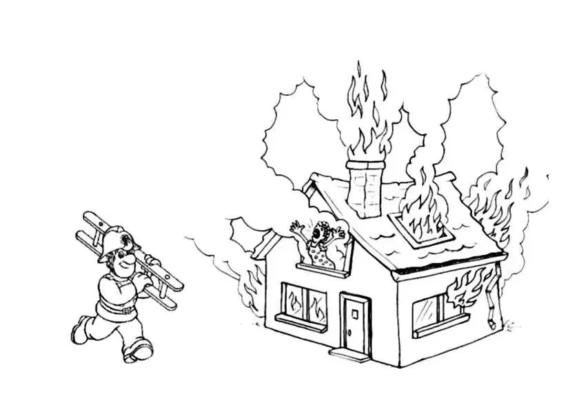 Cute Firefighter color page for kids