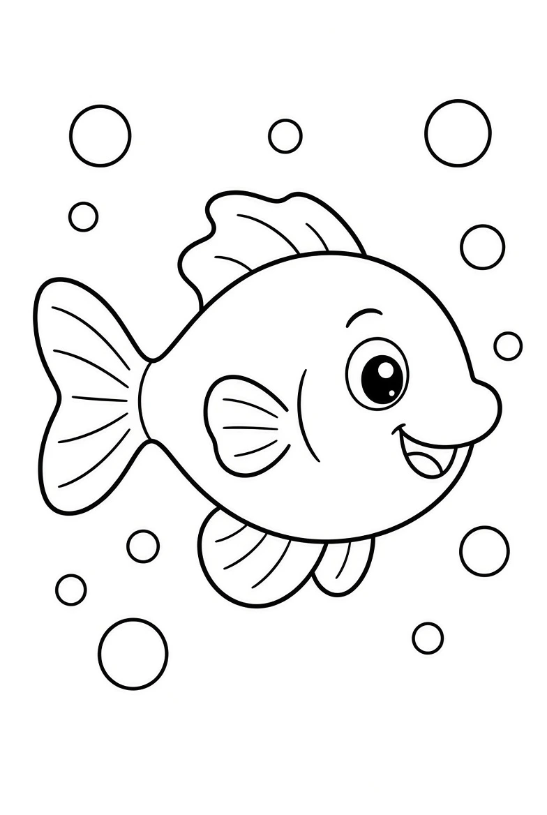 Fish drawing page for kids