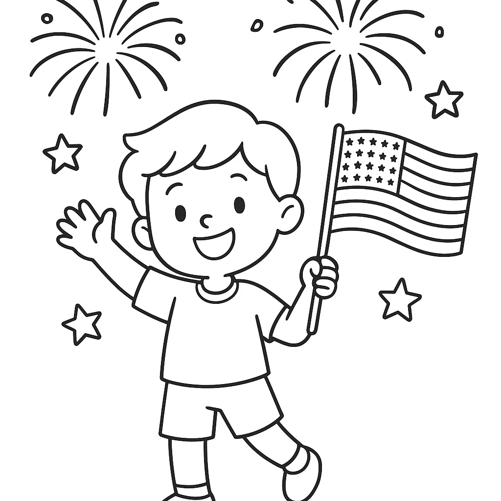 Fourth Of July drawing page for kids