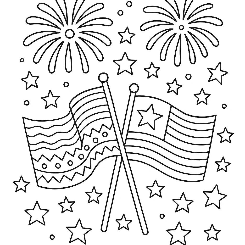 Free Fourth Of July coloring sheet for kids