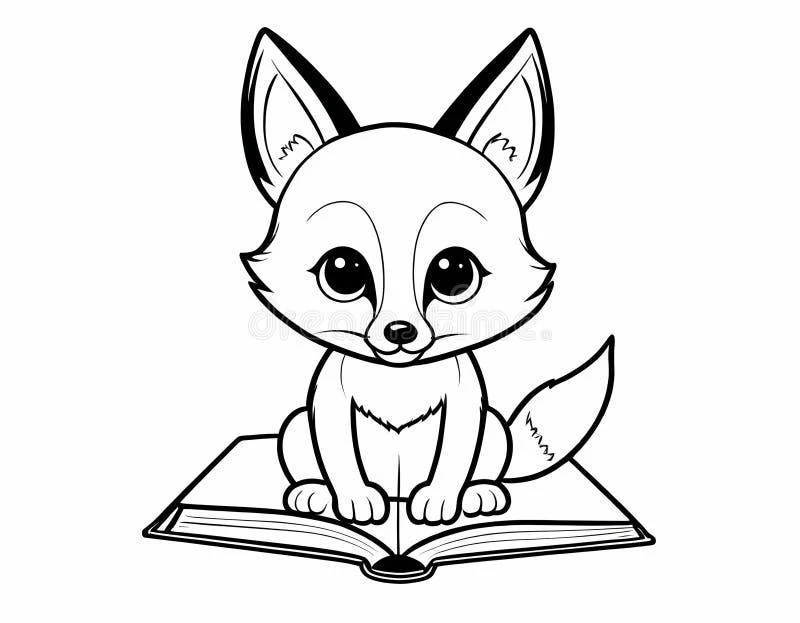 Cute Fox color page for kids