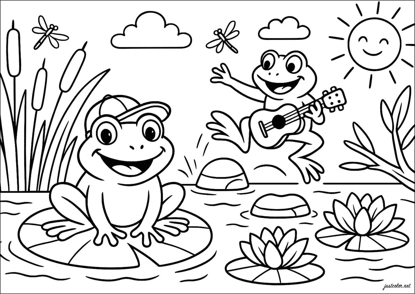 Frog coloring pages printable for kids