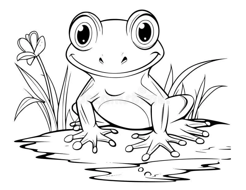 Cute Frog color page for kids