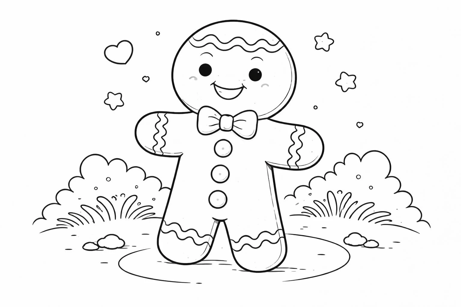 Gingerbread drawing page for kids
