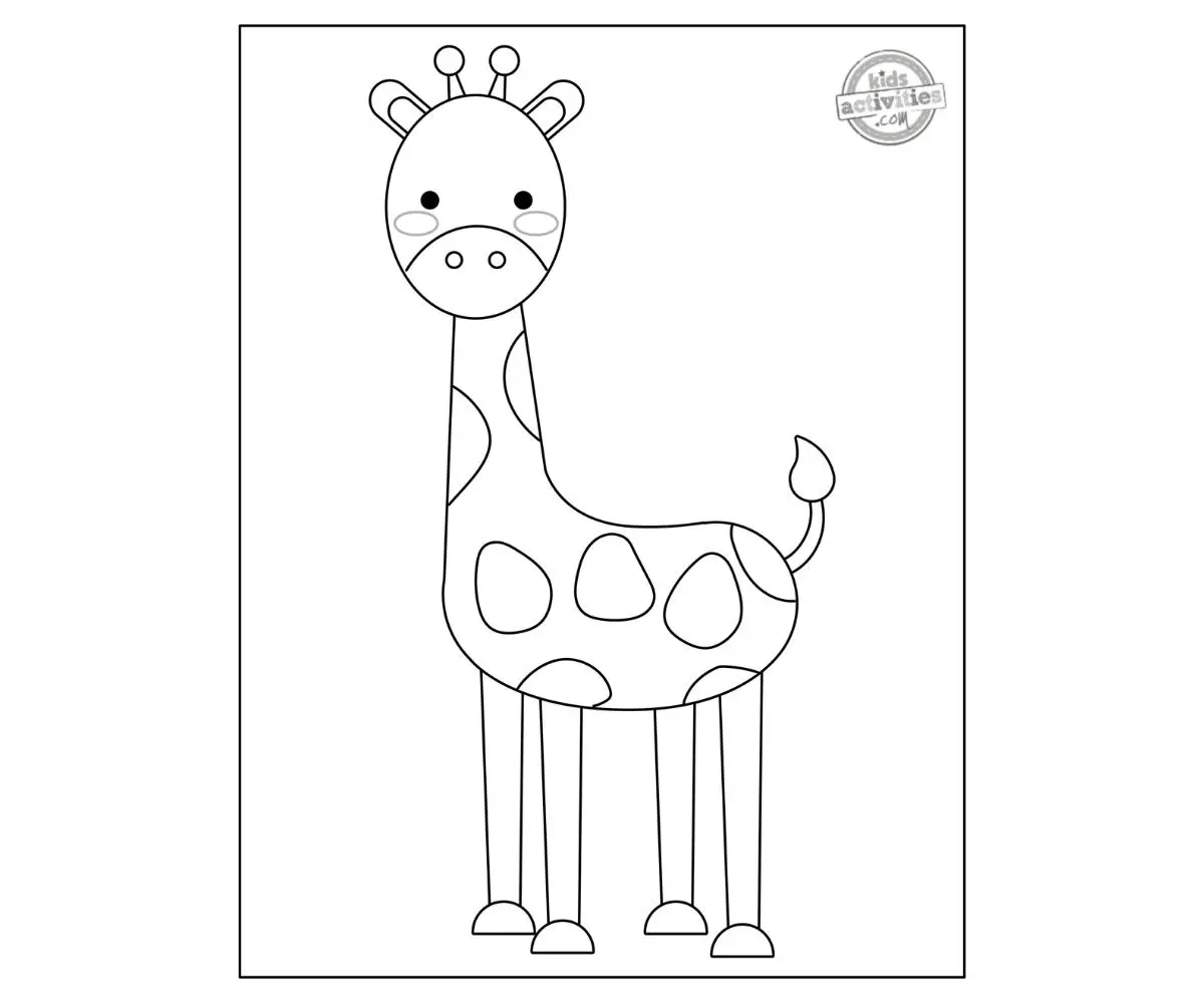 Giraffe drawing page for kids