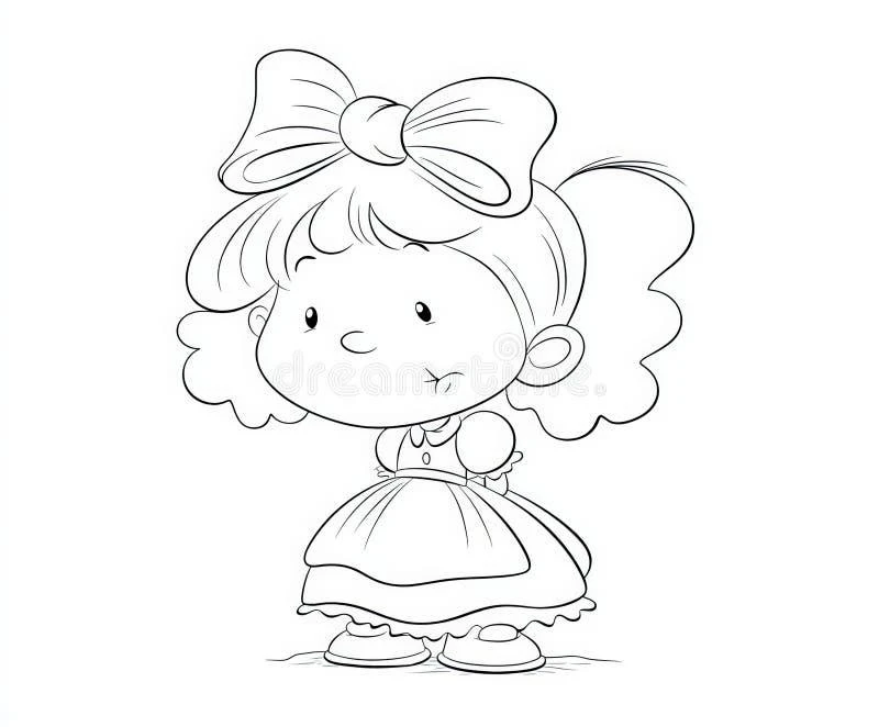 Girl drawing page for kids