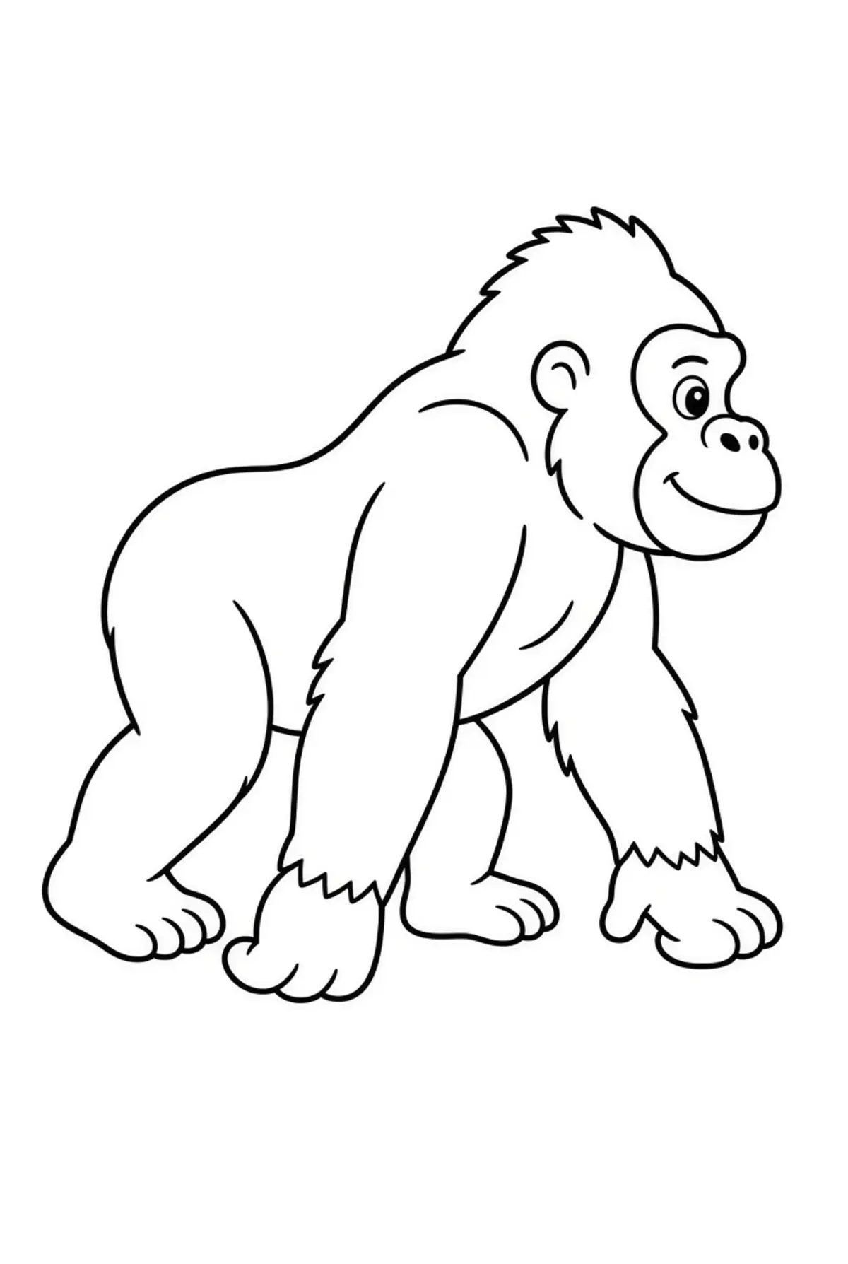 Gorilla drawing page for kids