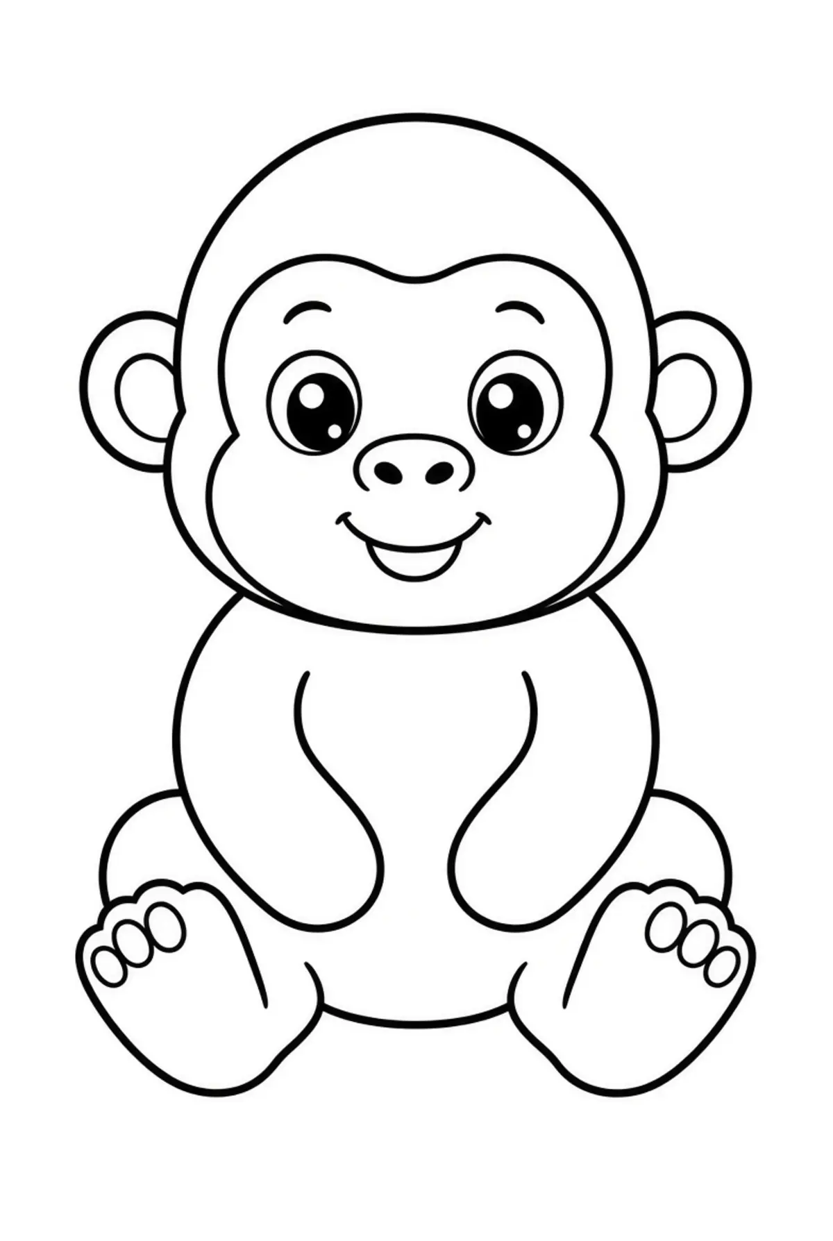 Cute Gorilla color page for kids