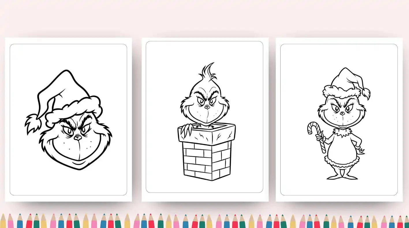 Grinch drawing page for kids