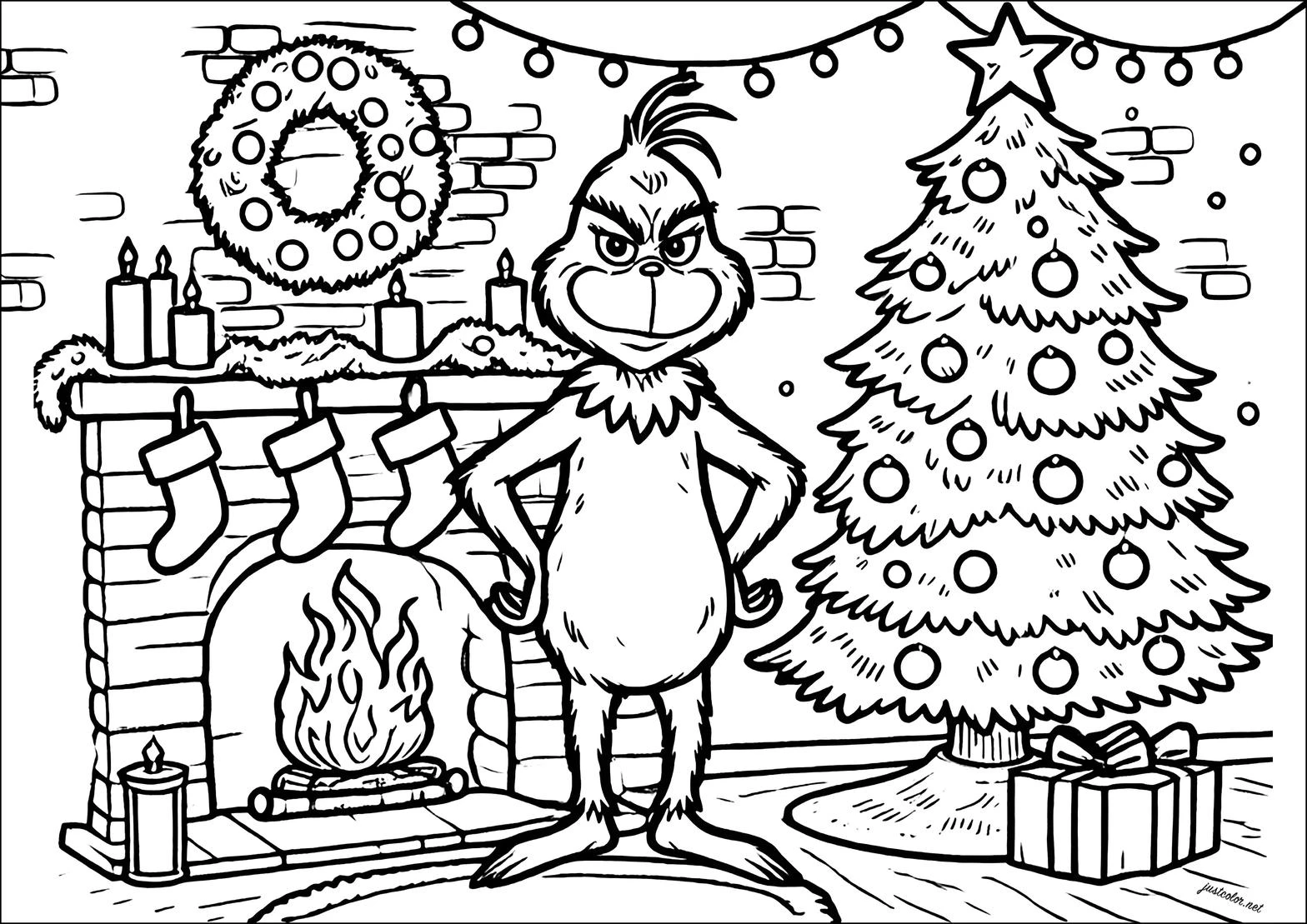 Cute Grinch color page for kids