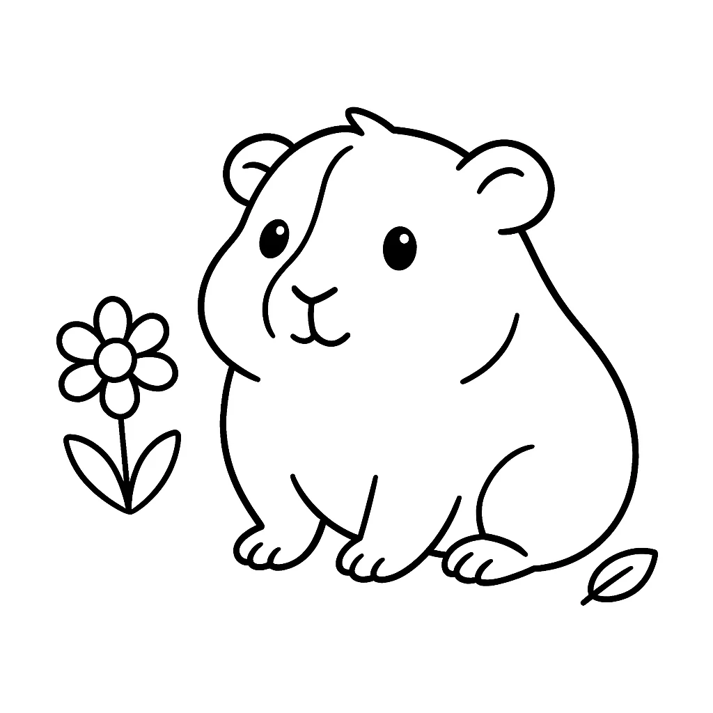 Cute Guinea Pig color page for kids