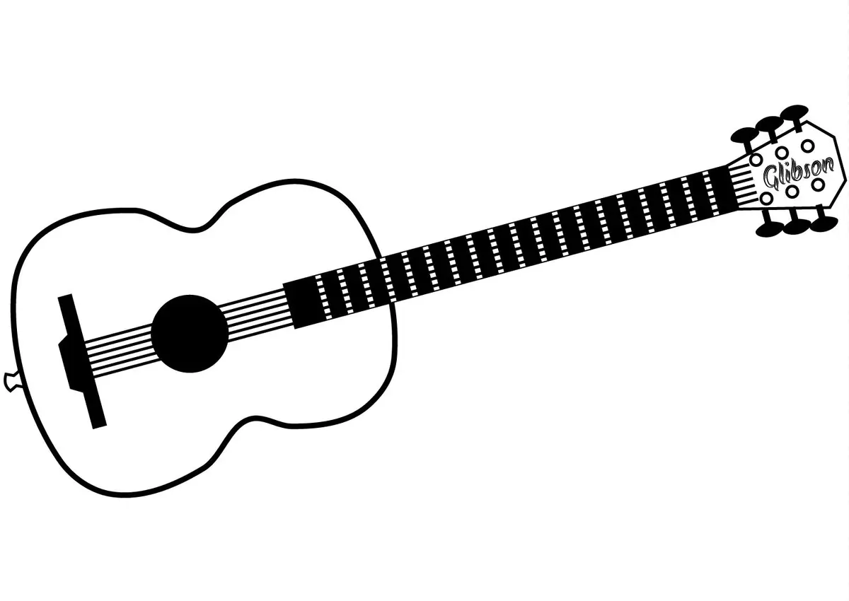 Guitar drawing page for kids