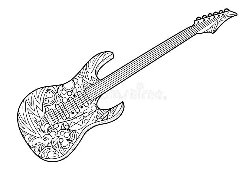 Free Guitar coloring sheet for kids