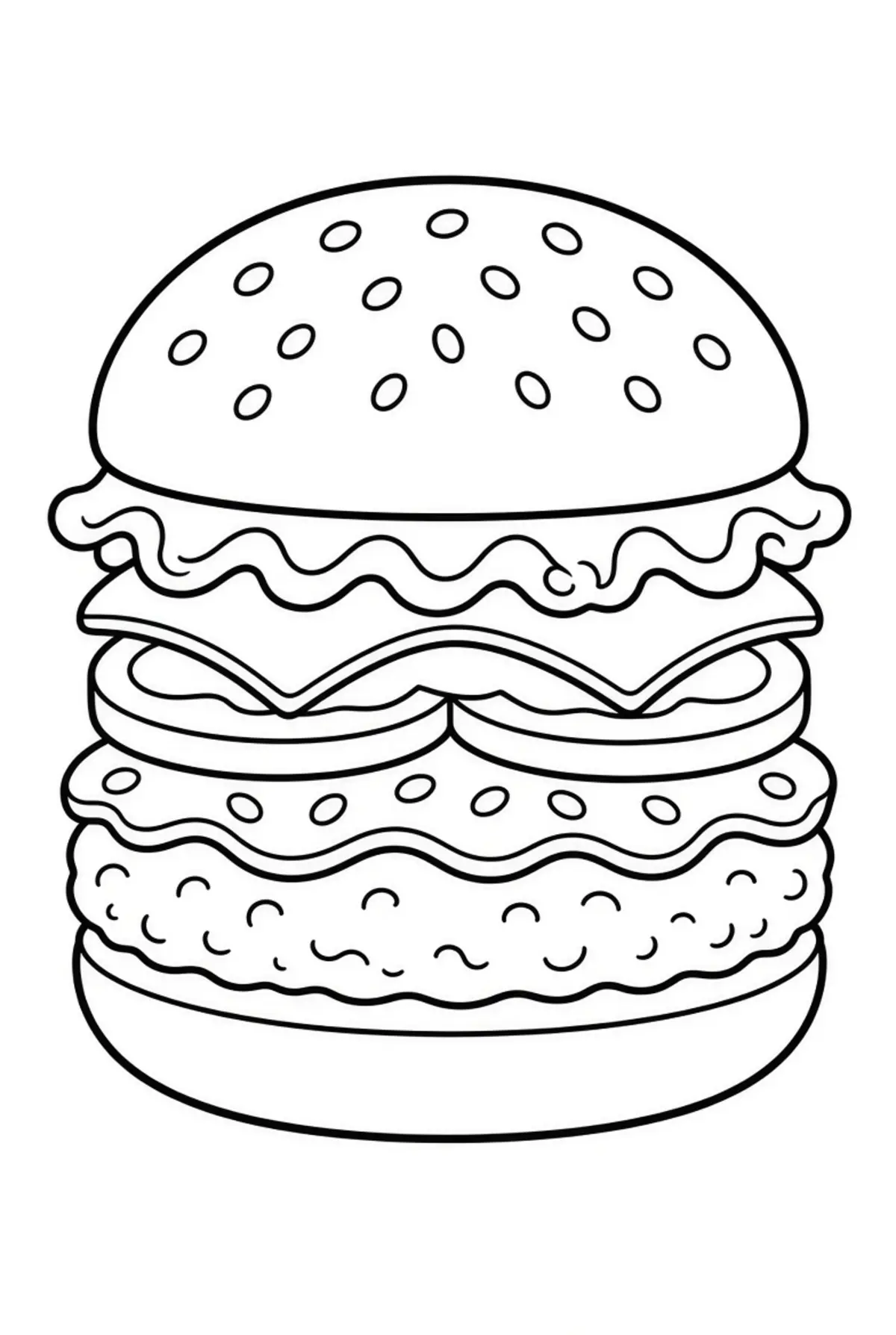 Cute Hamburger color page for kids