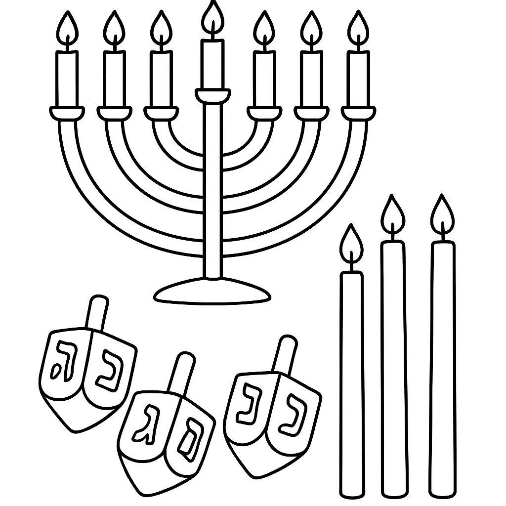 Hanukkah drawing page for kids