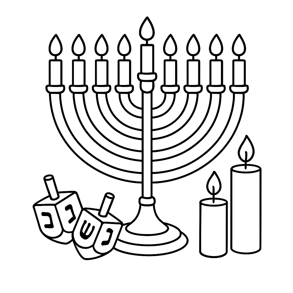 Cute Hanukkah color page for kids
