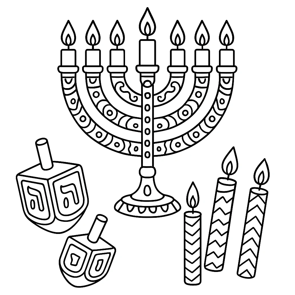 Free Hanukkah coloring sheet for kids