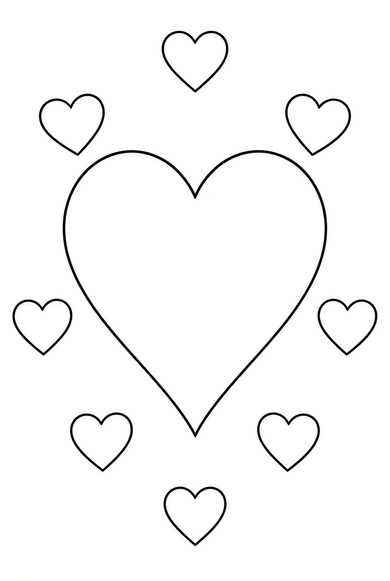 Cute Heart color page for kids