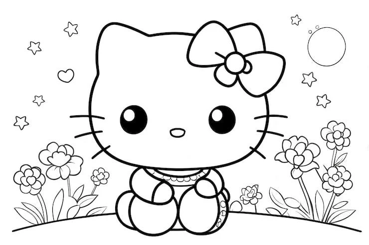 Hello Kitty drawing page for kids