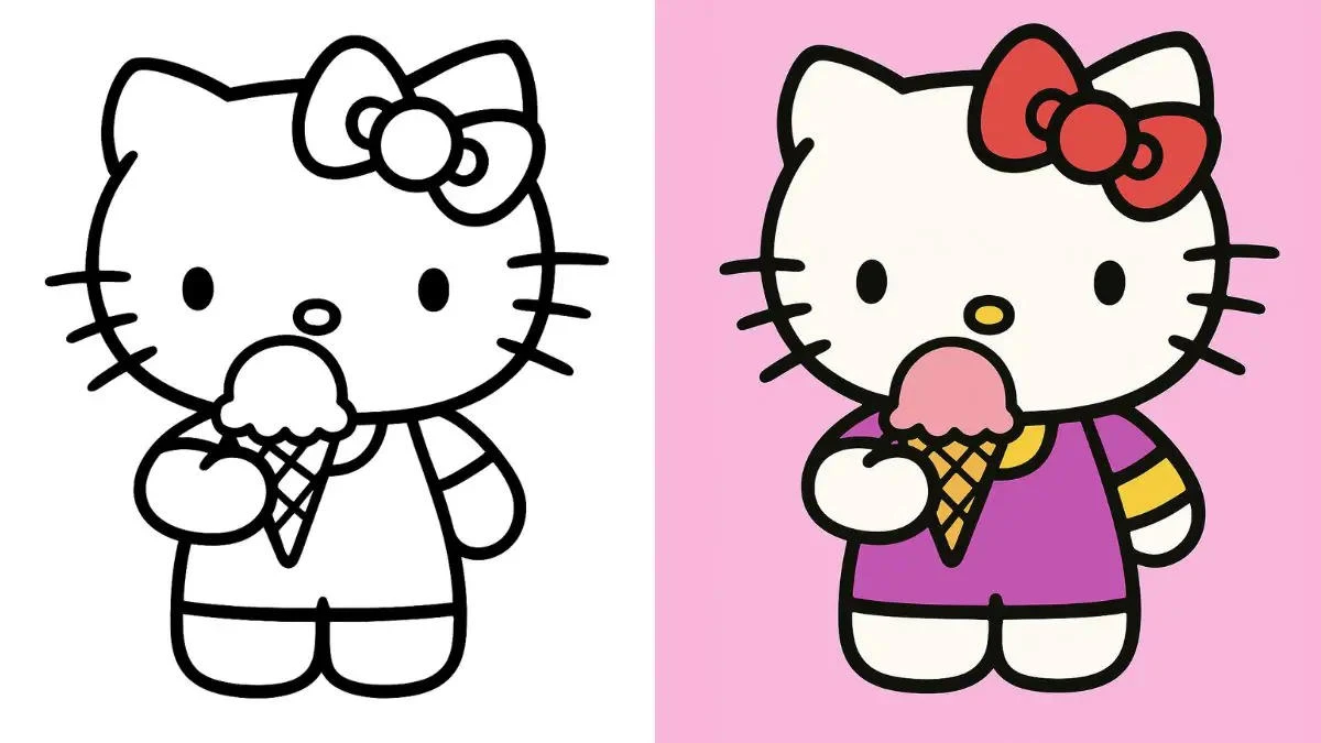 Cute Hello Kitty color page for kids