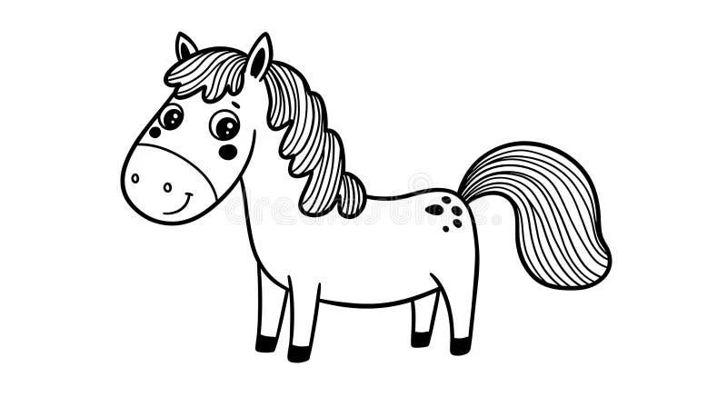 Cute Horse color page for kids