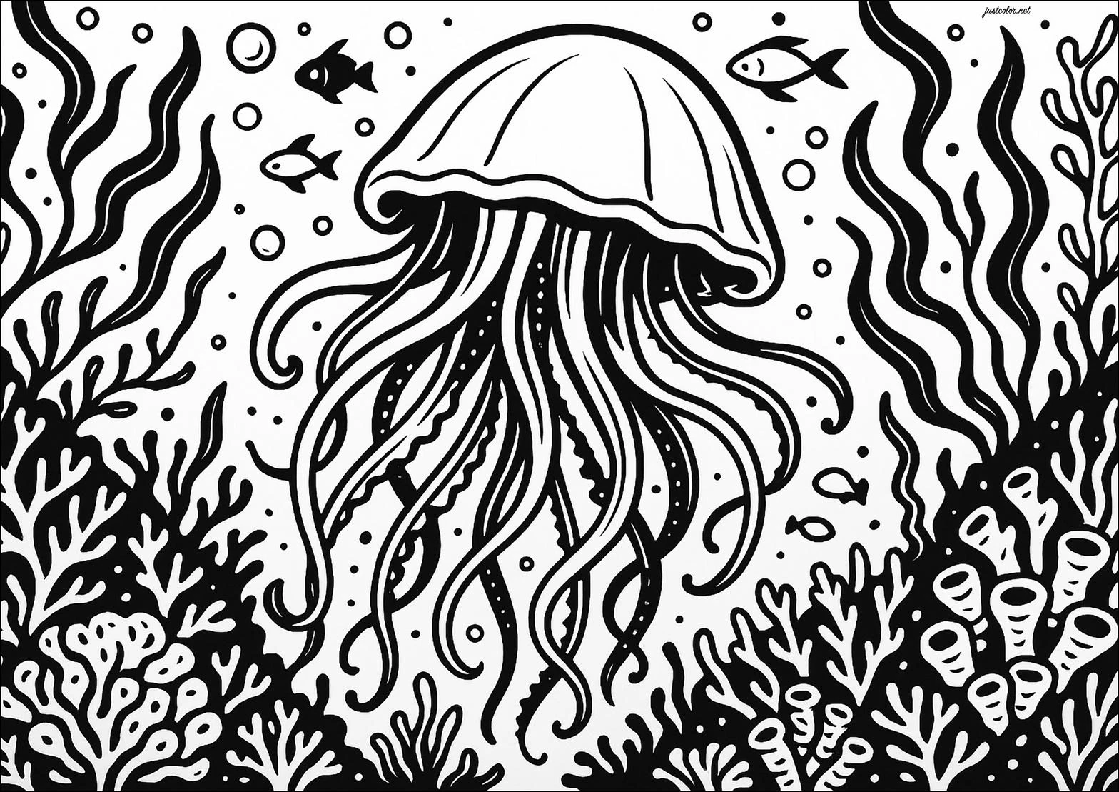 Jellyfish coloring pages