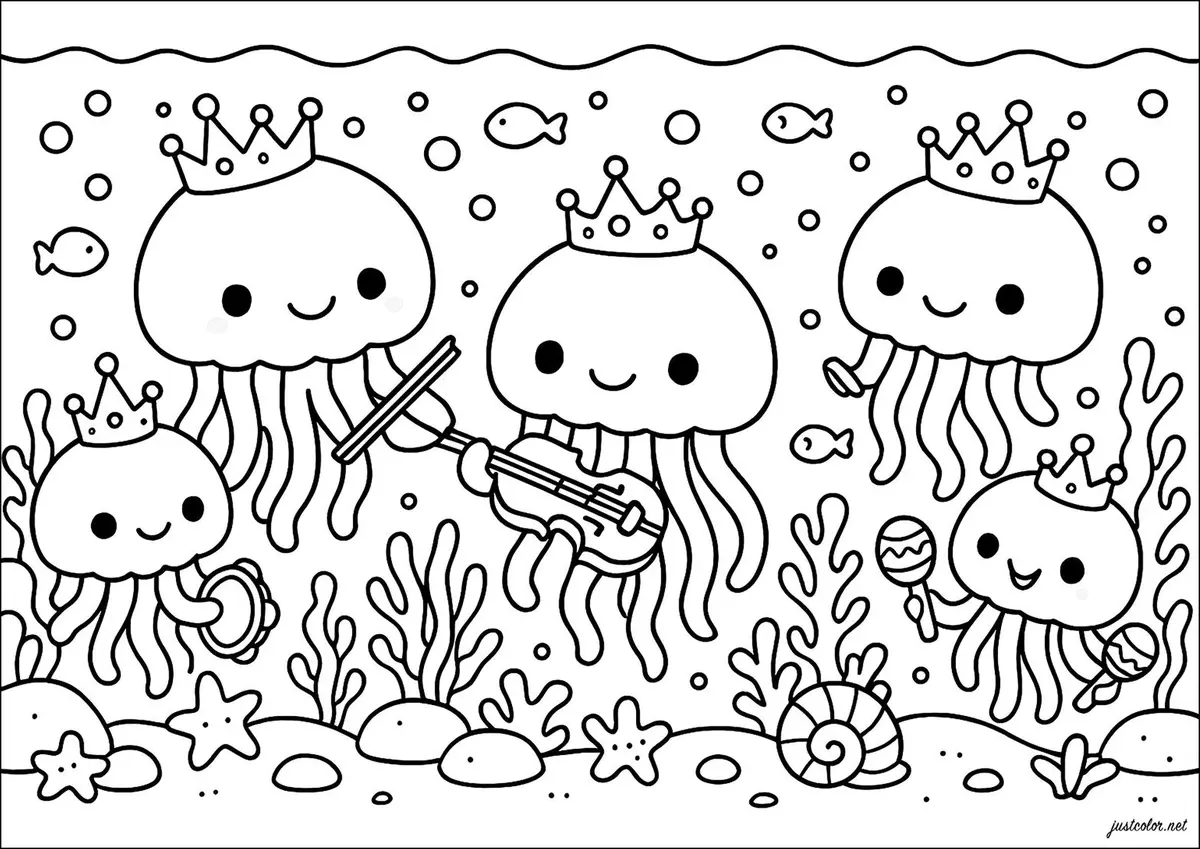 Jellyfish drawing page for kids