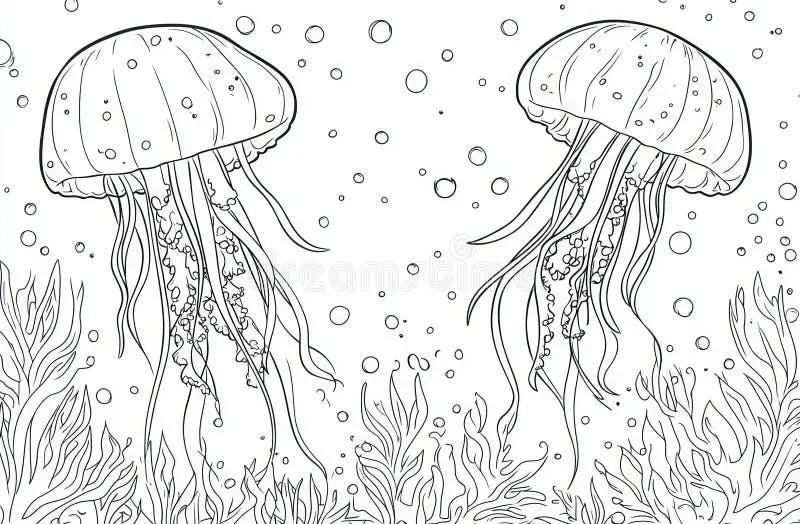 Cute Jellyfish color page for kids