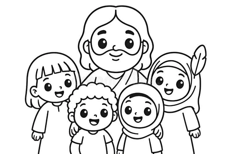 Cute Jesus color page for kids