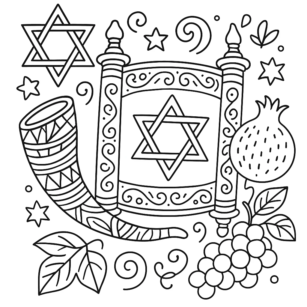 Free Jewish Holidays coloring sheet for kids