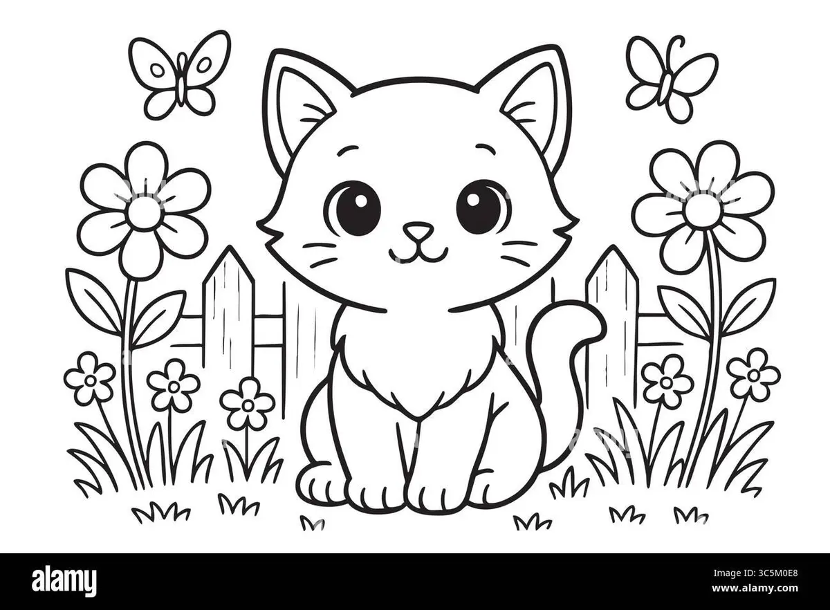 Kitten drawing page for kids