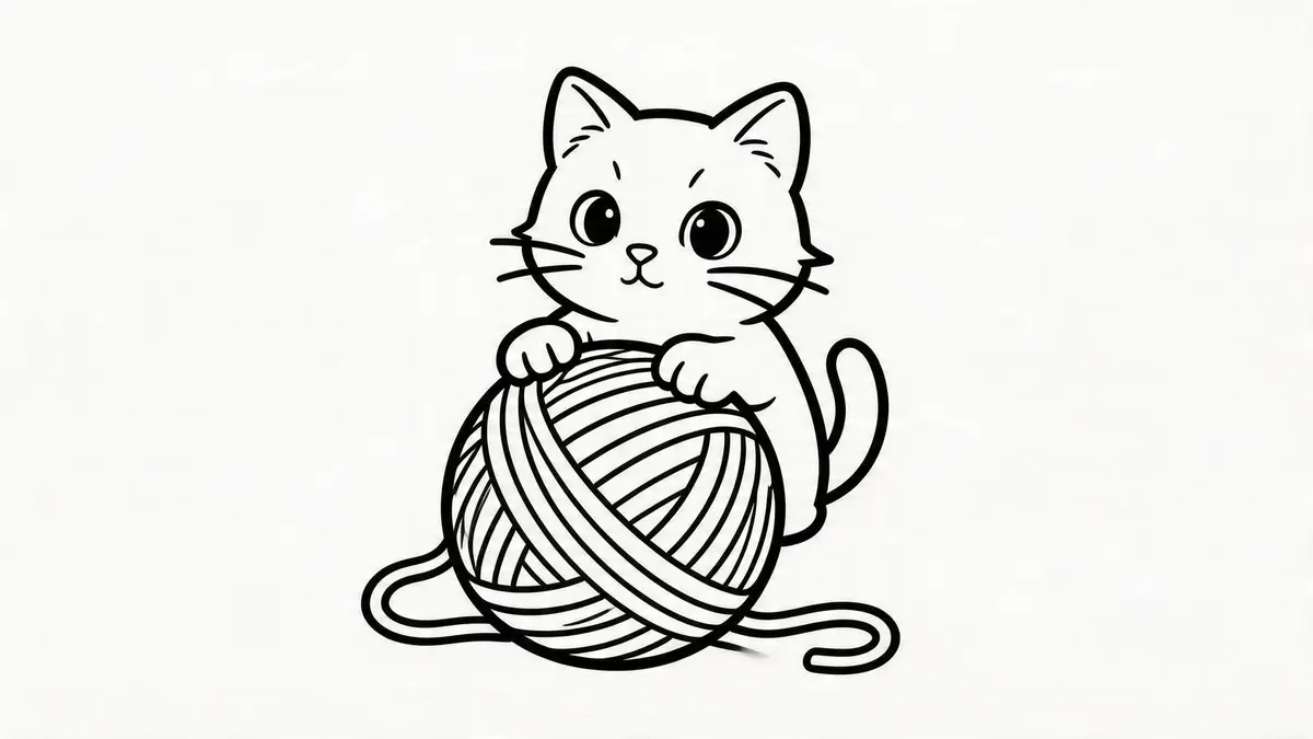 Cute Kitten color page for kids