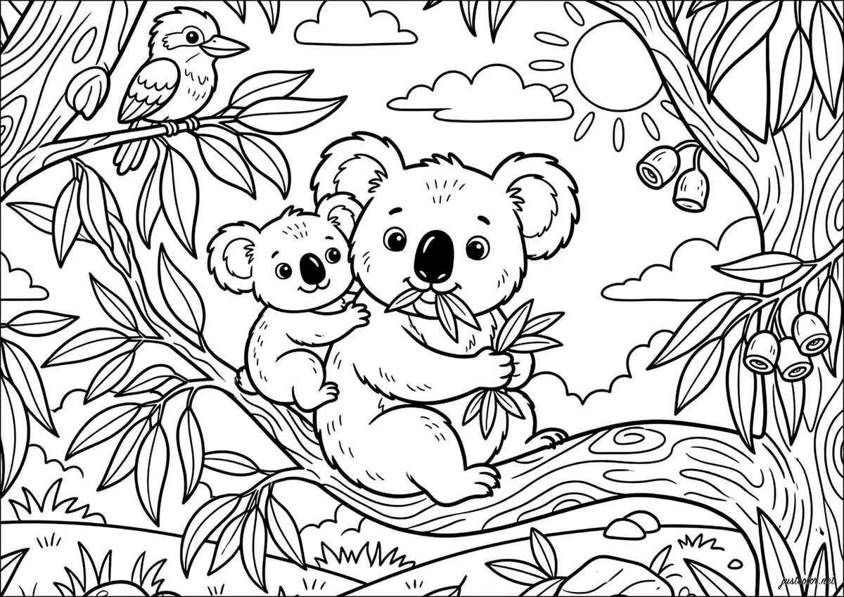 Cute Koala color page for kids