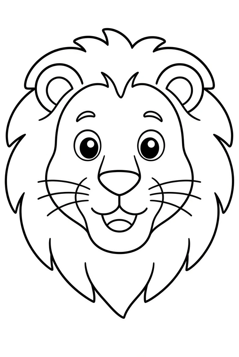 Lion drawing page for kids