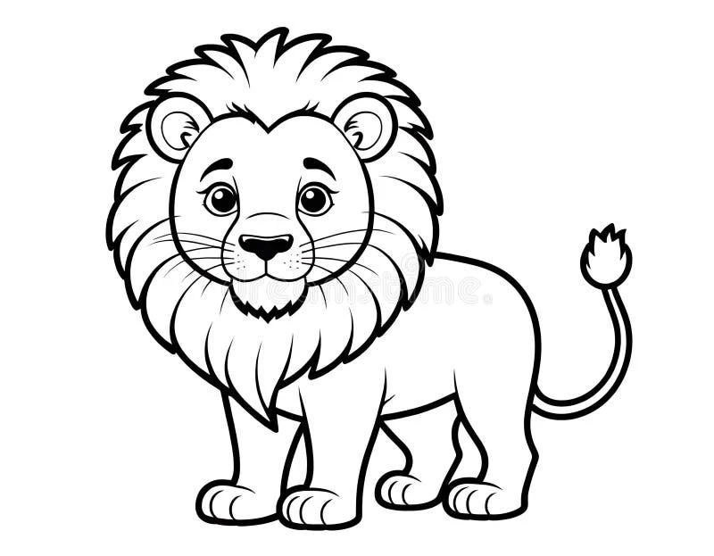 Cute Lion color page for kids