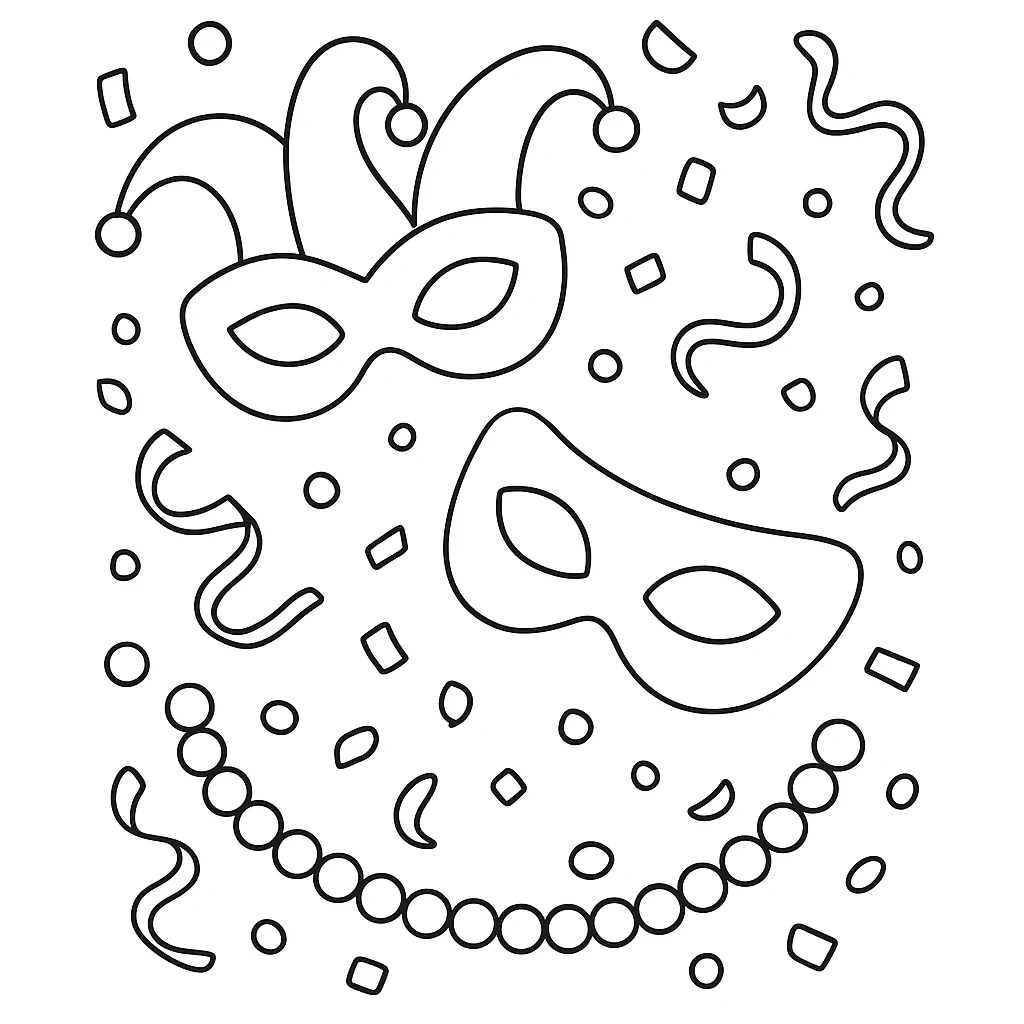 Mardi Gras drawing page for kids