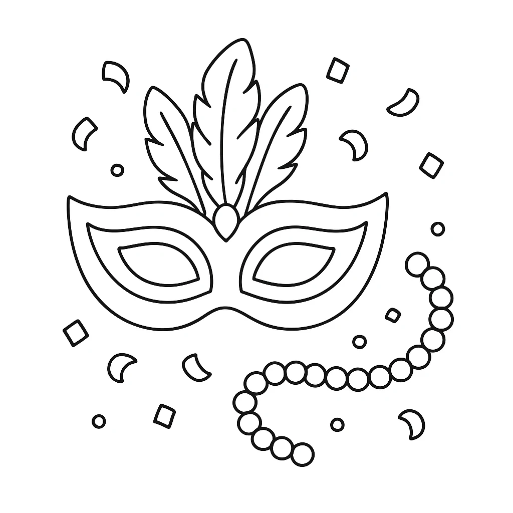 Cute Mardi Gras color page for kids