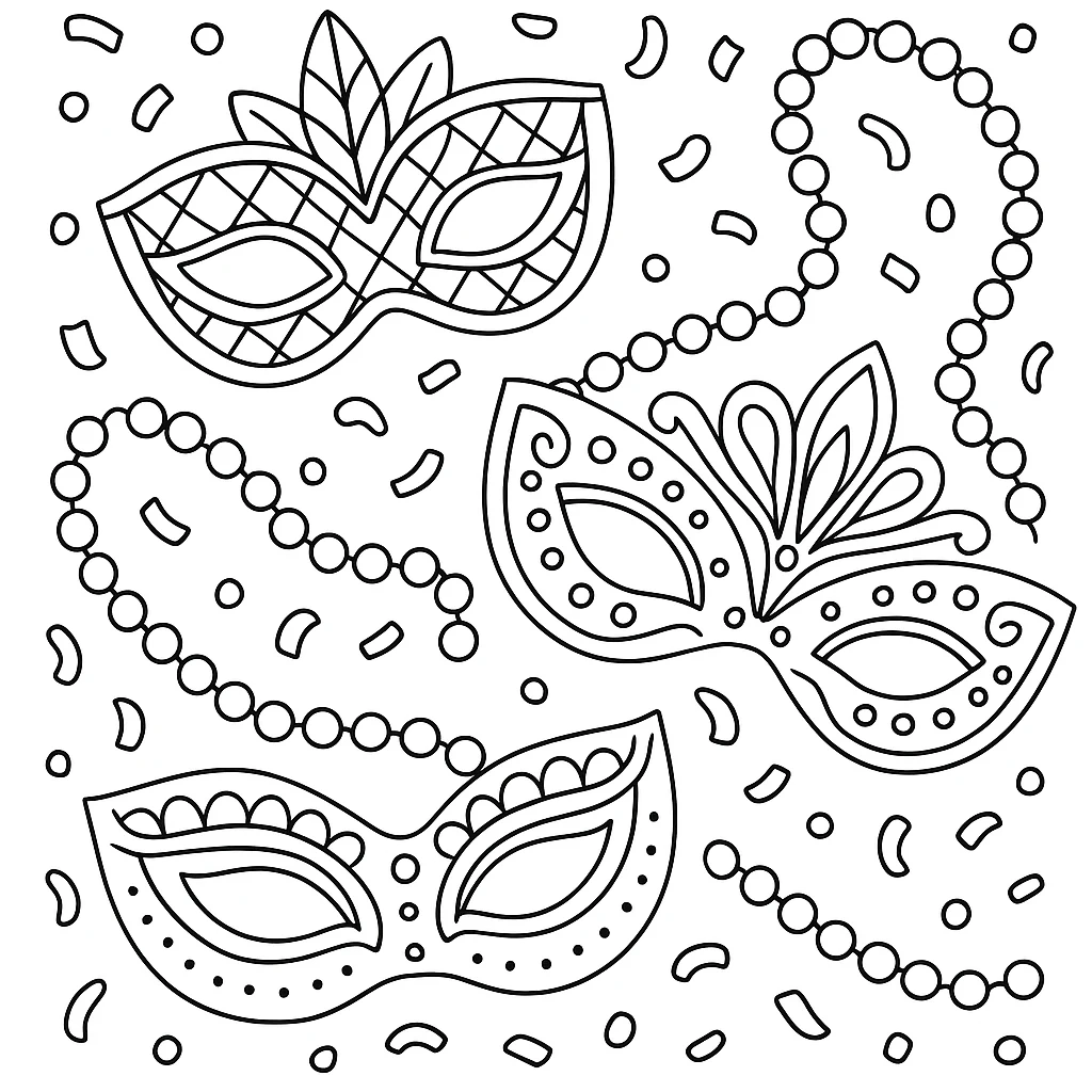 Free Mardi Gras coloring sheet for kids